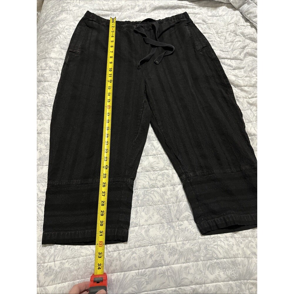 Free People Small Black Drawstring Waist Pants Barrel Wide Leg Jeans Striped - Picture 7 of 9